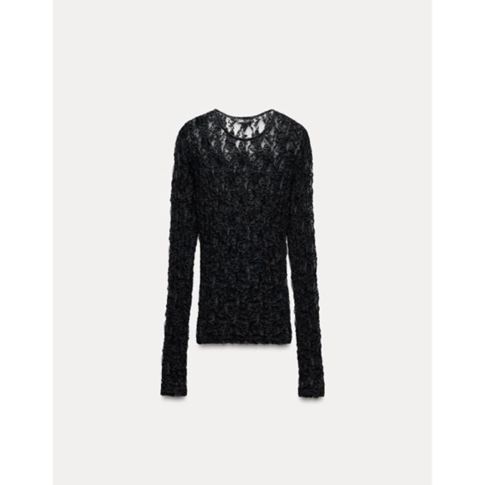 Zara Black Lace Long Sleeve Top